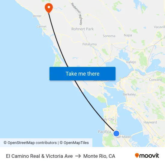 El Camino Real & Victoria Ave to Monte Rio, CA map