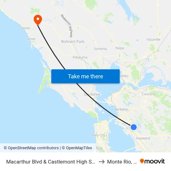 Macarthur Blvd & Castlemont High School to Monte Rio, CA map