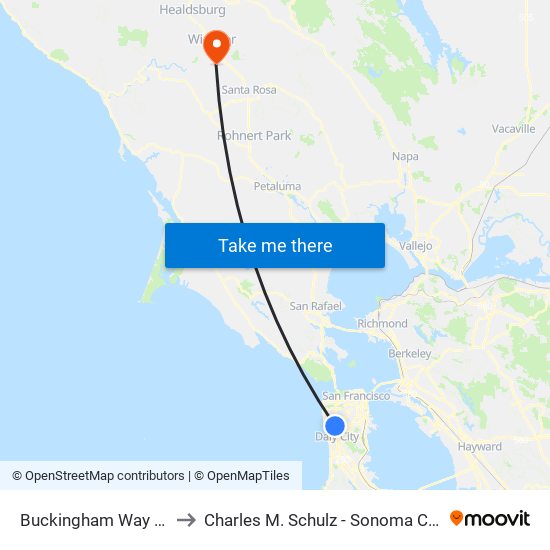 Buckingham Way & Winston Dr to Charles M. Schulz - Sonoma County Airport (STS) map