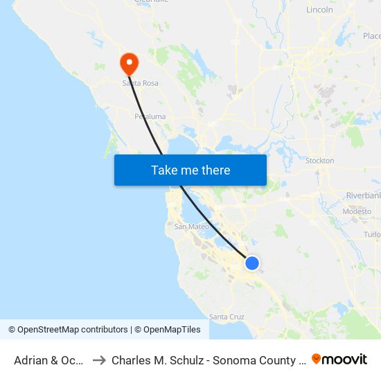 Adrian & Ocala (N) to Charles M. Schulz - Sonoma County Airport (STS) map