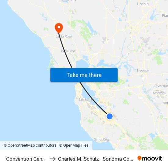 Convention Center Station to Charles M. Schulz - Sonoma County Airport (STS) map