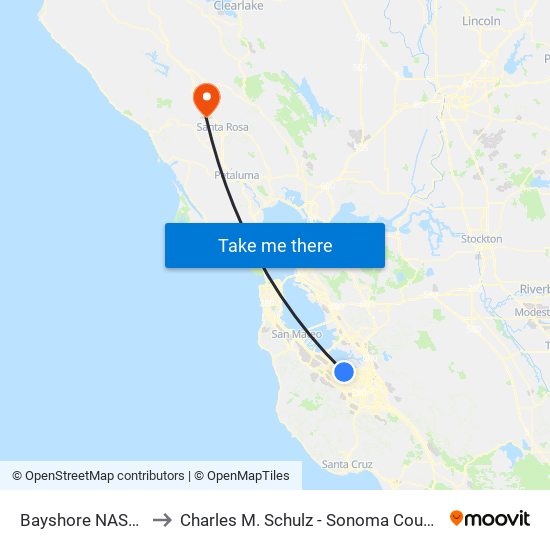 Bayshore NASA Station to Charles M. Schulz - Sonoma County Airport (STS) map