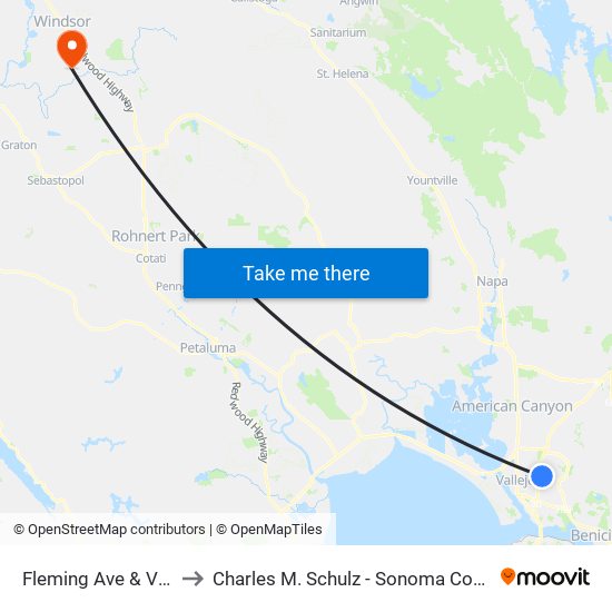 Fleming Ave & Vervais Ave to Charles M. Schulz - Sonoma County Airport (STS) map