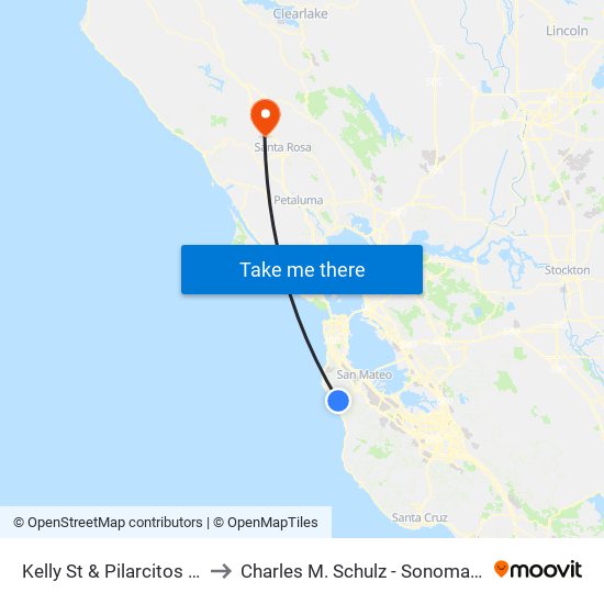 Kelly St & Pilarcitos Ave- Eastbound to Charles M. Schulz - Sonoma County Airport (STS) map