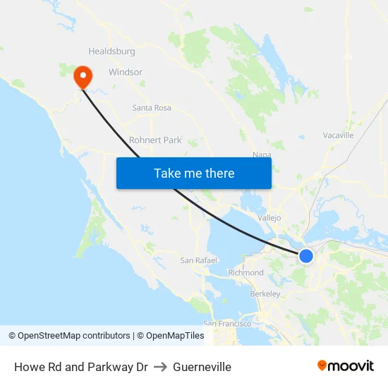 Howe Rd and Parkway Dr to Guerneville map