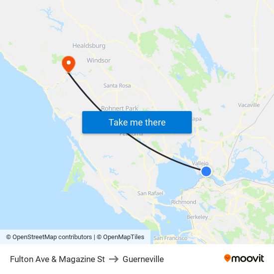 Fulton Ave & Magazine St to Guerneville map