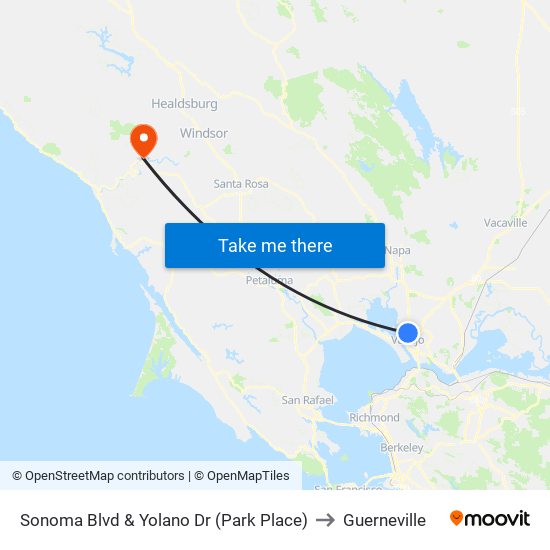 Sonoma Blvd & Yolano Dr (Park Place) to Guerneville map