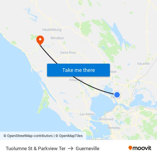 Tuolumne St & Parkview Ter to Guerneville map