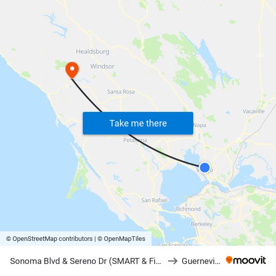 Sonoma Blvd & Sereno Dr (SMART & Final) to Guerneville map