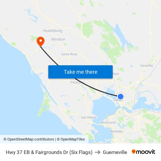 Hwy 37 EB & Fairgrounds Dr (Six Flags) to Guerneville map