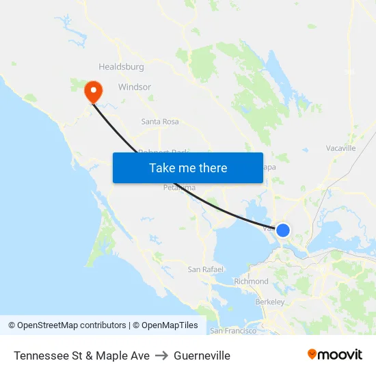 Tennessee St & Maple Ave to Guerneville map