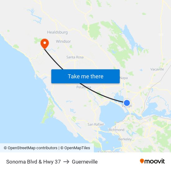 Sonoma Blvd & Hwy 37 to Guerneville map