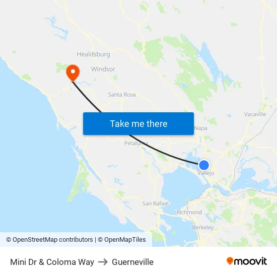 Mini Dr & Coloma Way to Guerneville map