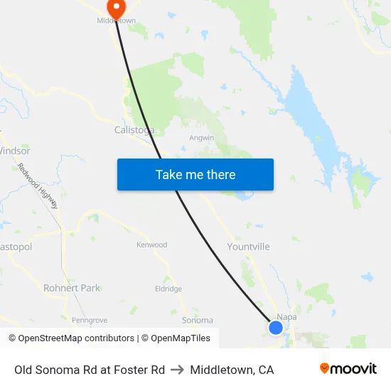 Old Sonoma Rd at Foster Rd to Middletown, CA map