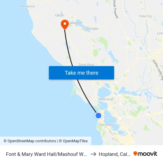 Font & Mary Ward Hall/Mashouf Wellness Center to Hopland, California map
