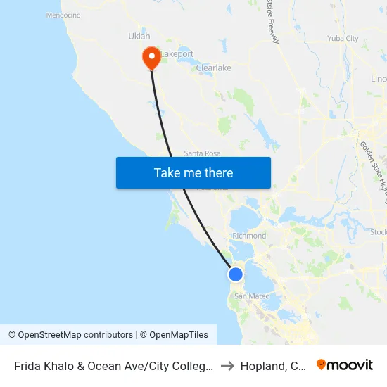 Frida Khalo & Ocean Ave/City College Welcome Center to Hopland, California map