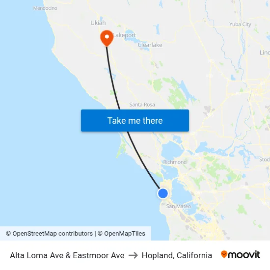 Alta Loma Ave & Eastmoor Ave to Hopland, California map