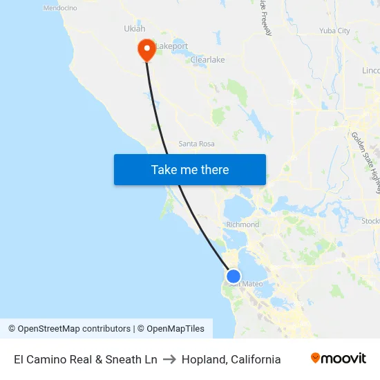 El Camino Real & Sneath Ln to Hopland, California map