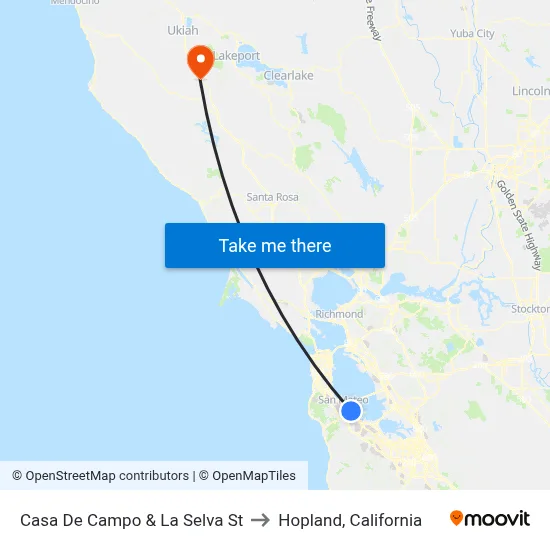 Casa De Campo & La Selva St to Hopland, California map
