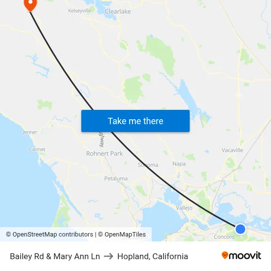 Bailey Rd & Mary Ann Ln to Hopland, California map