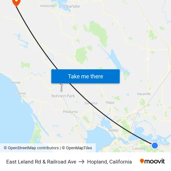 East Leland Rd & Railroad Ave to Hopland, California map