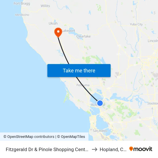 Fitzgerald Dr & Pinole Shopping Center (Target/Applebees) to Hopland, California map