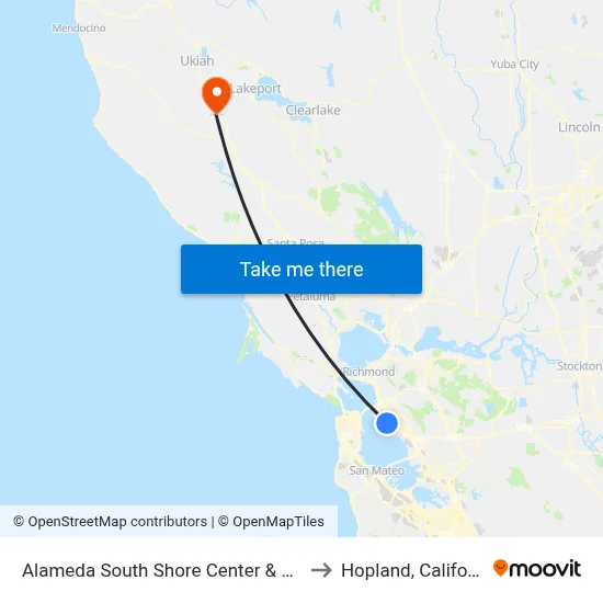 Alameda South Shore Center & Kohl's to Hopland, California map