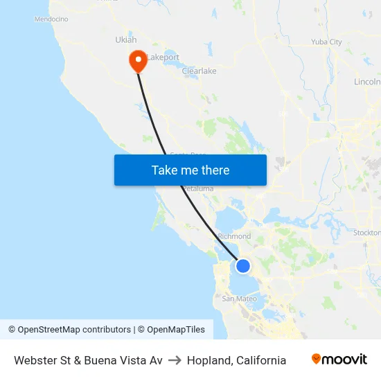 Webster St & Buena Vista Av to Hopland, California map