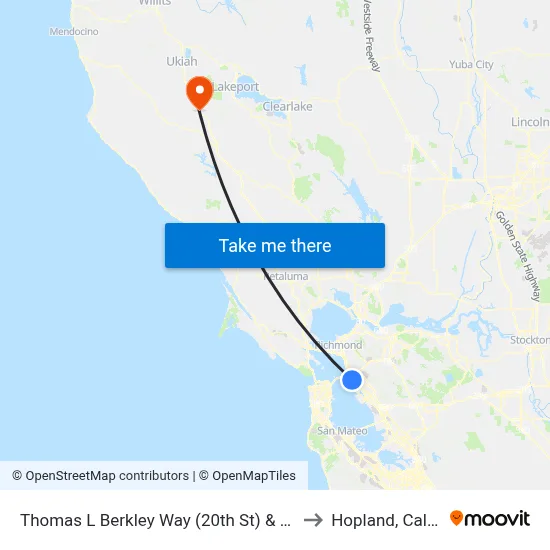 Thomas L Berkley Way (20th St) & San Pablo Av to Hopland, California map