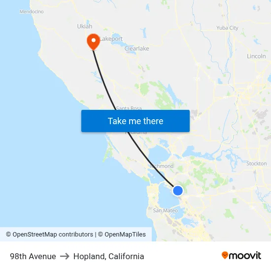 98th Avenue to Hopland, California map
