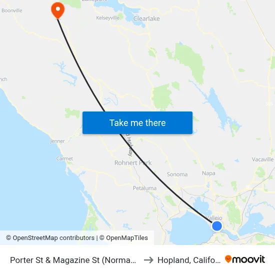 Porter St & Magazine St (Norman King) to Hopland, California map