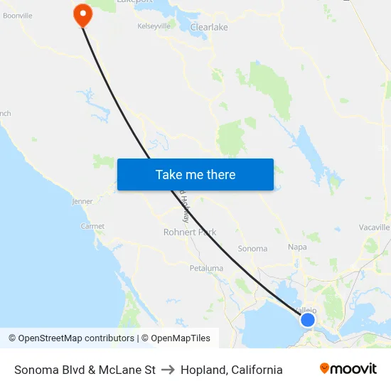 Sonoma Blvd & McLane St to Hopland, California map