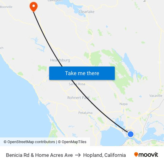 Benicia Rd & Home Acres Ave to Hopland, California map