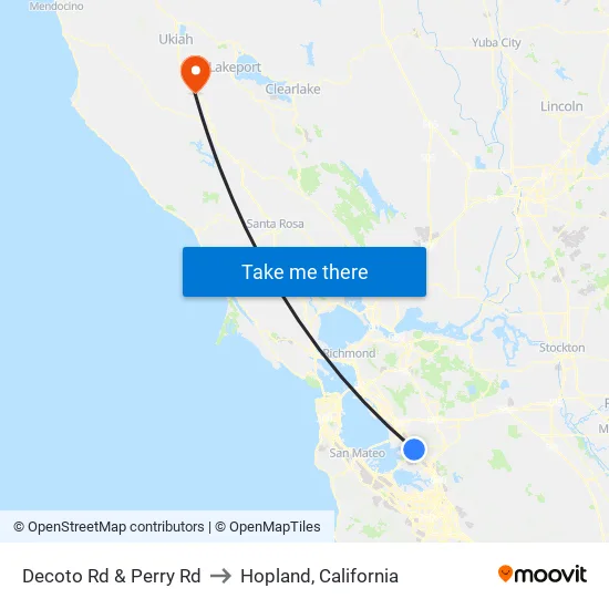 Decoto Rd & Perry Rd to Hopland, California map