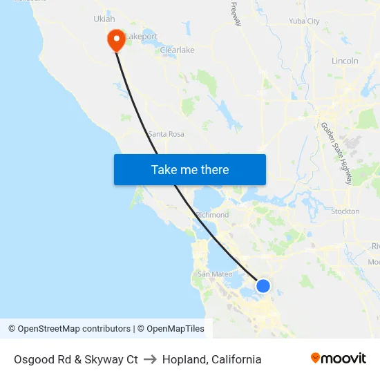 Osgood Rd & Skyway Ct to Hopland, California map