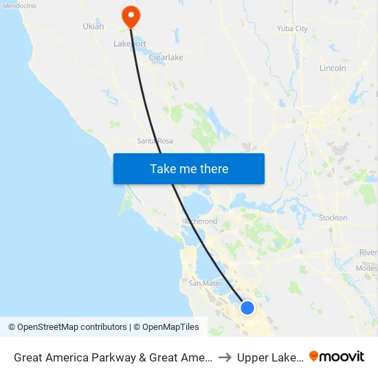 Great America & Great America Way (S) to Upper Lake, CA map