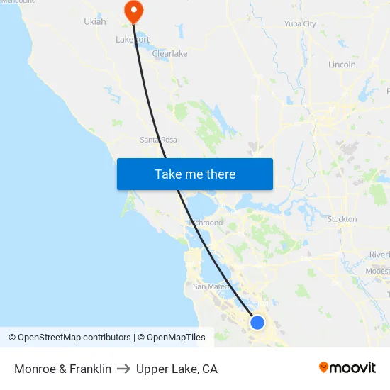 Monroe & Franklin (N) to Upper Lake, CA map