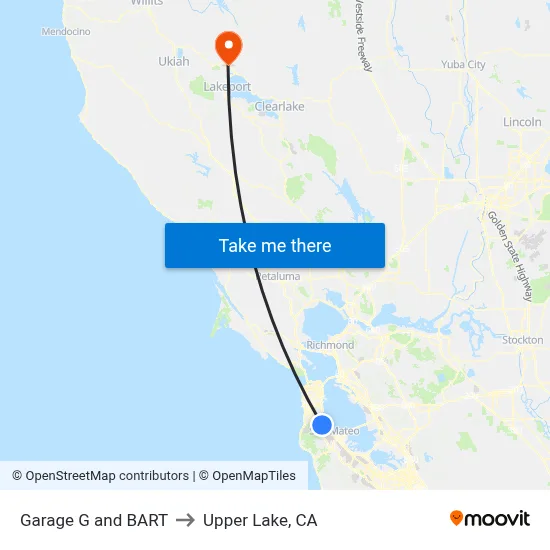Garage G and BART to Upper Lake, CA map
