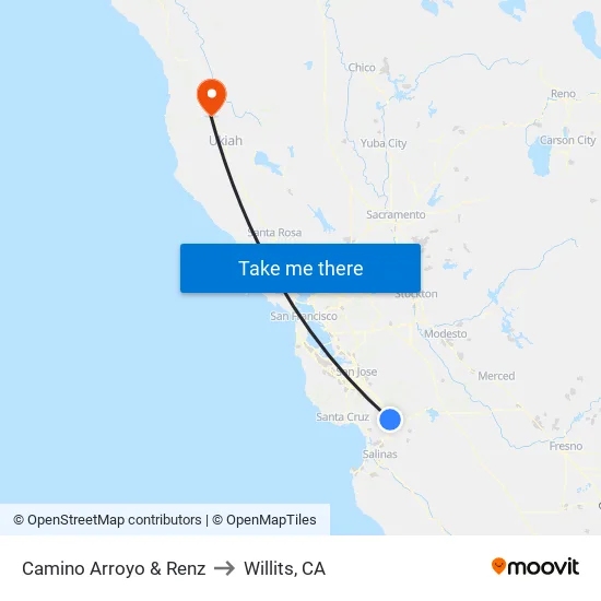 Camino Arroyo & Renz (N) to Willits, CA map
