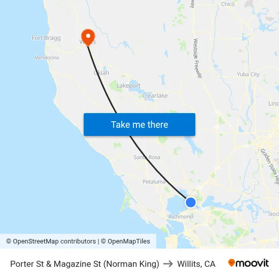Porter St & Magazine St (Norman King) to Willits, CA map