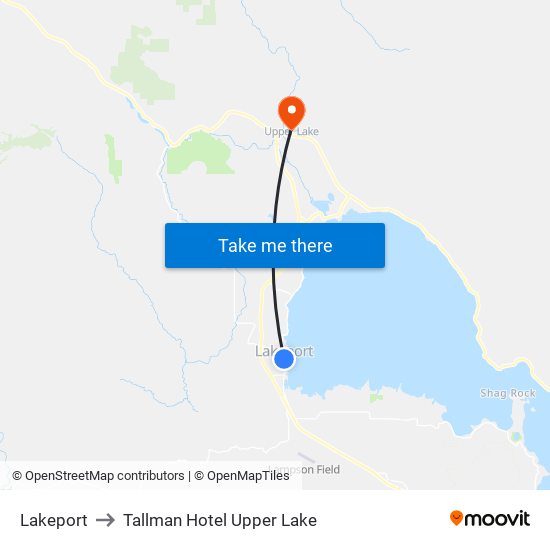 Lakeport to Tallman Hotel Upper Lake map