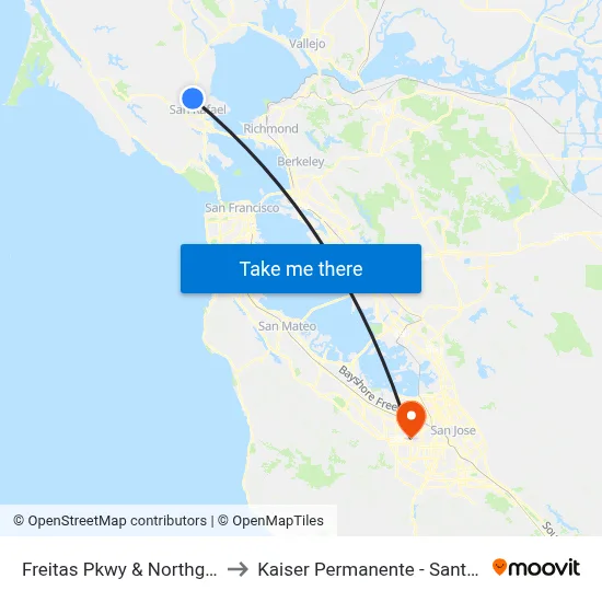 Freitas Pkwy & Northgate Dr to Kaiser Permanente - Santa Clara map