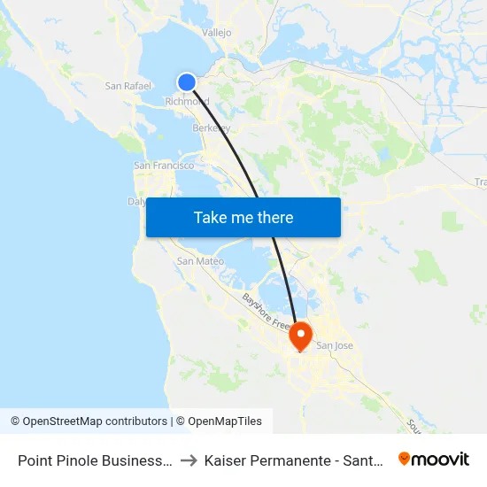 Point Pinole Business Park to Kaiser Permanente - Santa Clara map