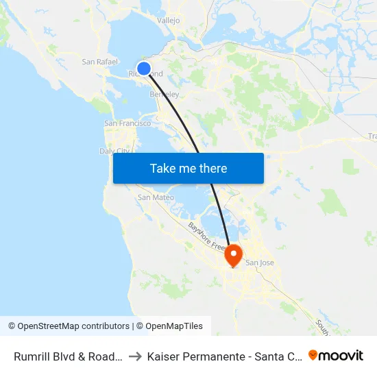 Rumrill Blvd & Road 20 to Kaiser Permanente - Santa Clara map