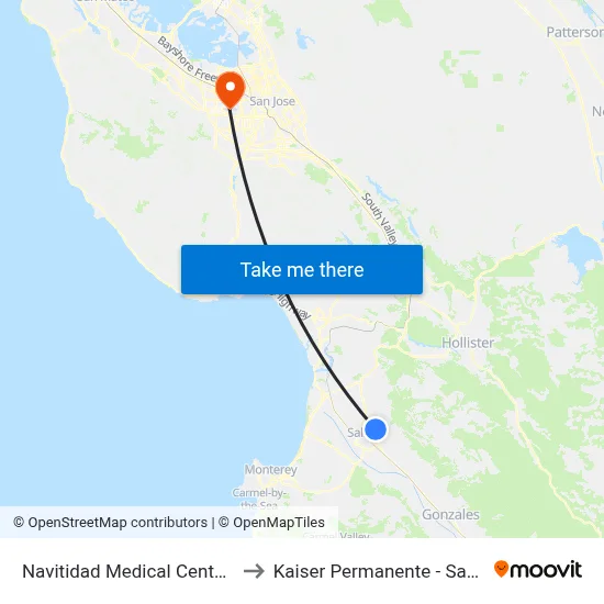 Navitidad Medical Center (West) to Kaiser Permanente - Santa Clara map
