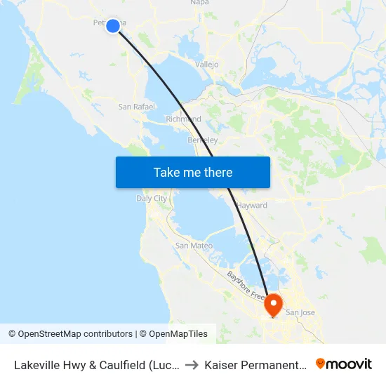 Lakeville Hwy & Caulfield (Lucky's Shopping Center to Kaiser Permanente - Santa Clara map
