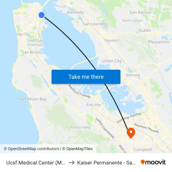 Ucsf Medical Center (Mariposa) to Kaiser Permanente - Santa Clara map