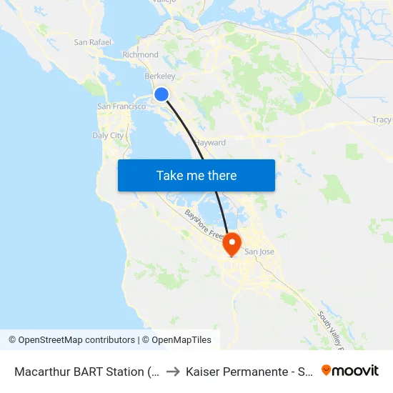 Macarthur BART Station (Timepoint) to Kaiser Permanente - Santa Clara map