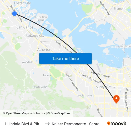 Hillsdale Blvd & Pike Ln to Kaiser Permanente - Santa Clara map