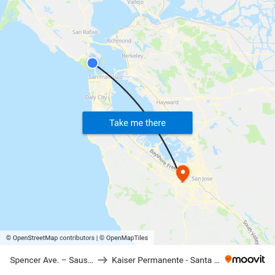 Spencer Ave. – Sausalito to Kaiser Permanente - Santa Clara map